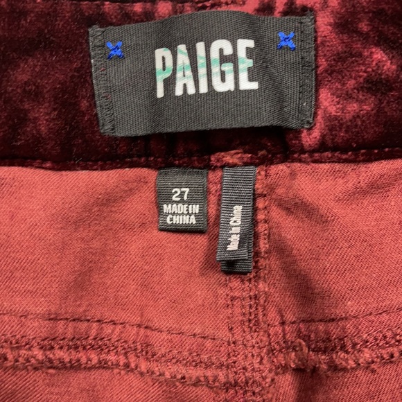 PAIGE Burgundy Wine Velvet Verdugo Ankle Pants - Picture 6 of 10